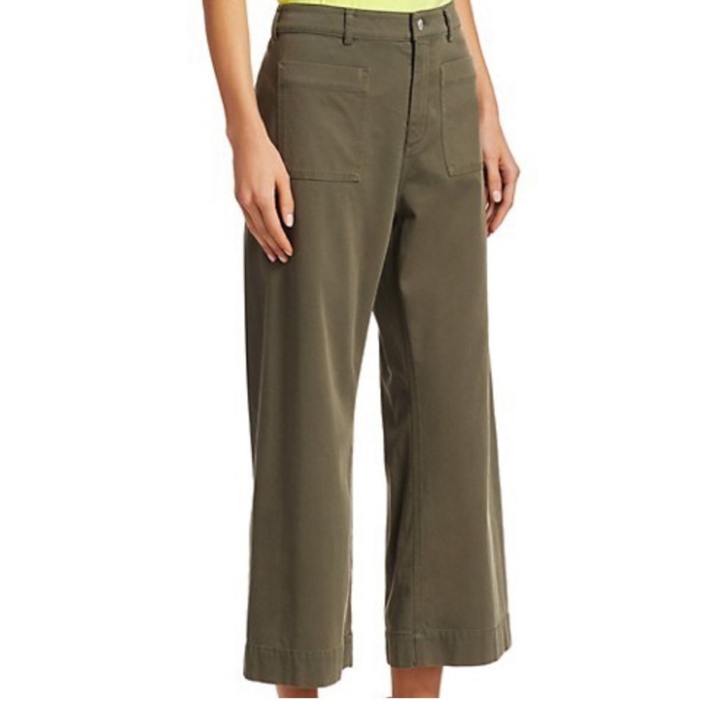 A.L.C. FINLEY WIDE LEG LACE UP BACK PALAZZO PANT OLIVE GREEN CROPPED PAN… - Picture 4 of 16